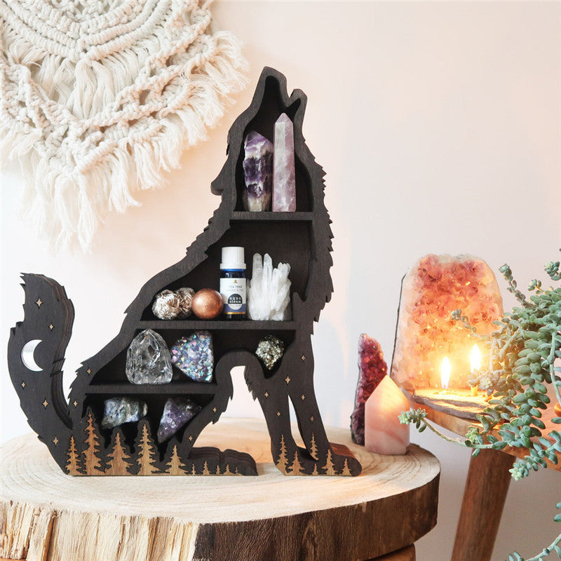 Wolf-shaped Moon Crystal Shelf