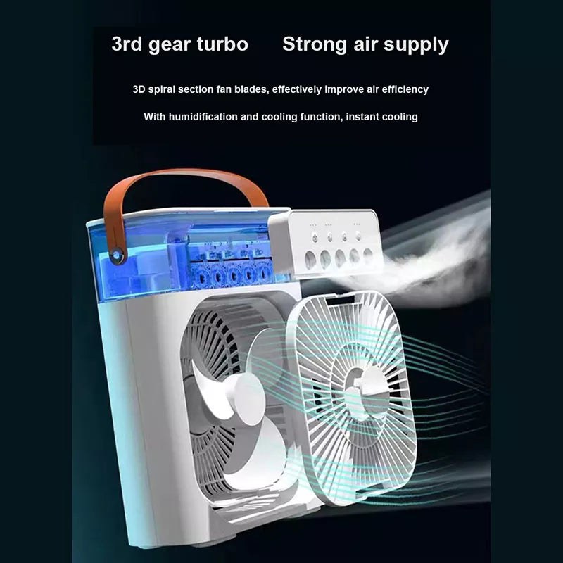 3 In 1 Air Humidifier Cooling USB Fan LED Night Light Water Mist Electric