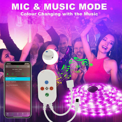 LED Strip Lights 5050 RGB Bluetooth Room Light Colour Changing with Remote