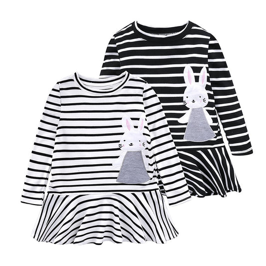 Striped Bunny Long Sleeve Dress