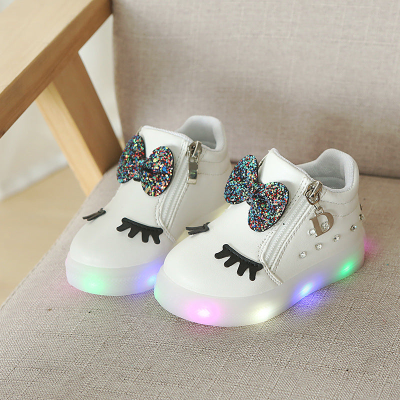 Children's Bow light up Shoes In 6 Different Colour's