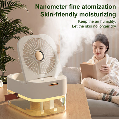 Humidifier Spray Fan Portable Air Cooler Air Humidifier USB Fan Desktop Fan With Night Light