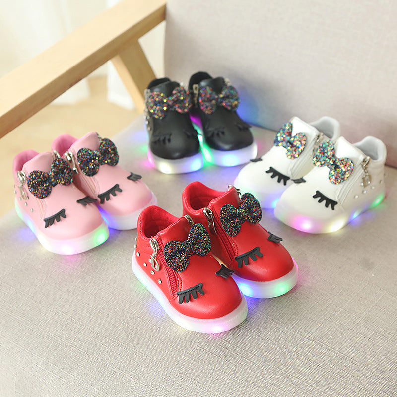 Children's Bow light up Shoes In 6 Different Colour's