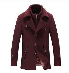 Men Woollen Coats Winter Slim Fit Warm Overcoats