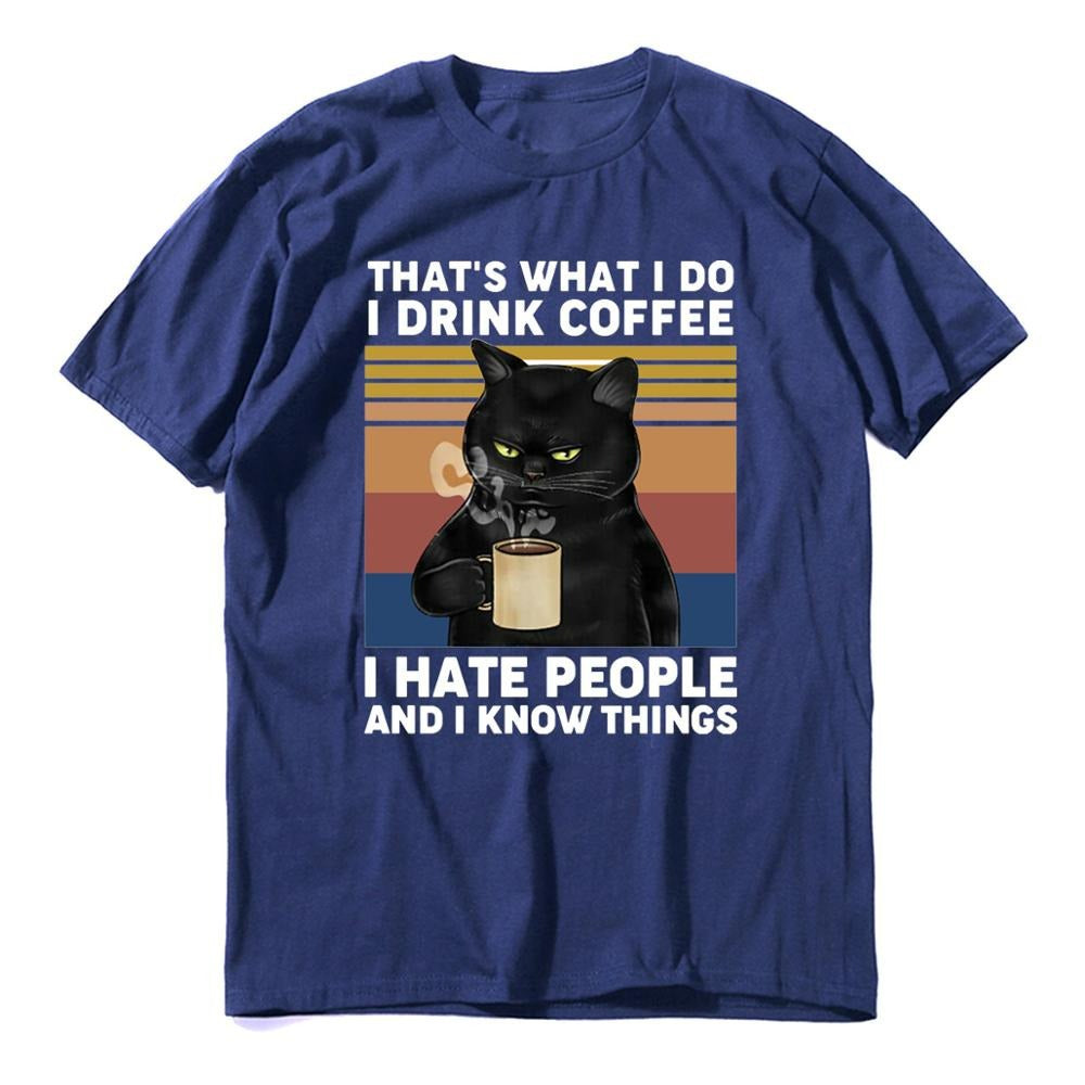 That's What I Do I Drink Coffee, I Hate People And I Know Thing's Cat Paw Short Sleeve Top