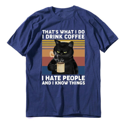 That's What I Do I Drink Coffee, I Hate People And I Know Thing's Cat Paw Short Sleeve Top