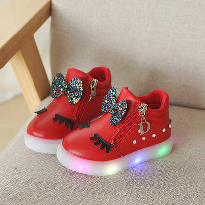 Children's Bow light up Shoes In 6 Different Colour's