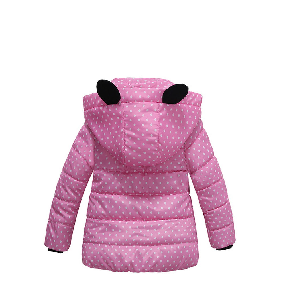 Girls Waterproof Hooded Dot Design Puffy Coat In 3 Different Colour's