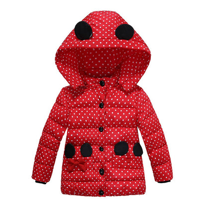 Girls Waterproof Hooded Dot Design Puffy Coat In 3 Different Colour's