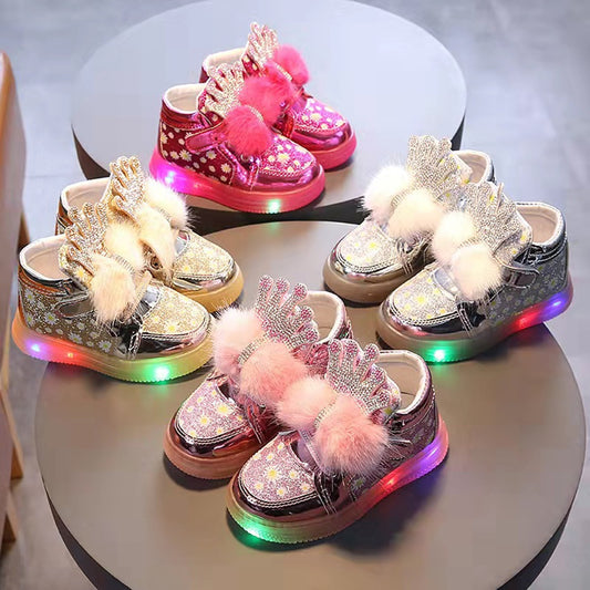 Autumn Winter Children's Glossy Sneakers