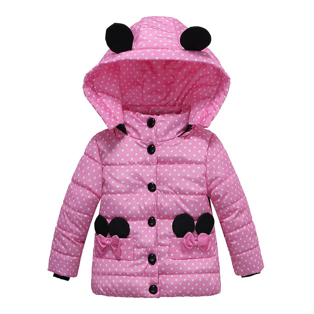 Girls Waterproof Hooded Dot Design Puffy Coat In 3 Different Colour's