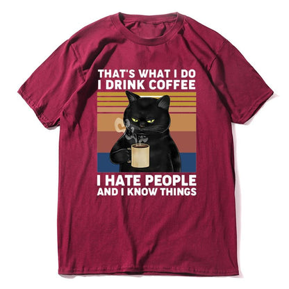 That's What I Do I Drink Coffee, I Hate People And I Know Thing's Cat Paw Short Sleeve Top