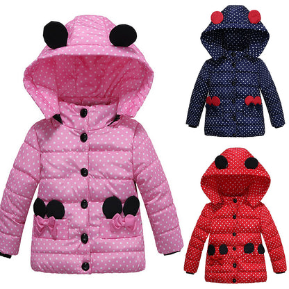 Girls Waterproof Hooded Dot Design Puffy Coat In 3 Different Colour's