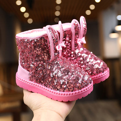 Winter Warm Girls Sequin Boots