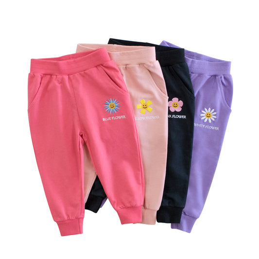 Girls Flower Tracksuit Bottoms