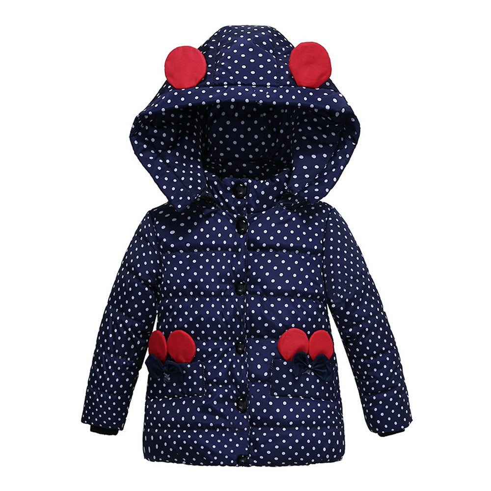 Girls Waterproof Hooded Dot Design Puffy Coat In 3 Different Colour's