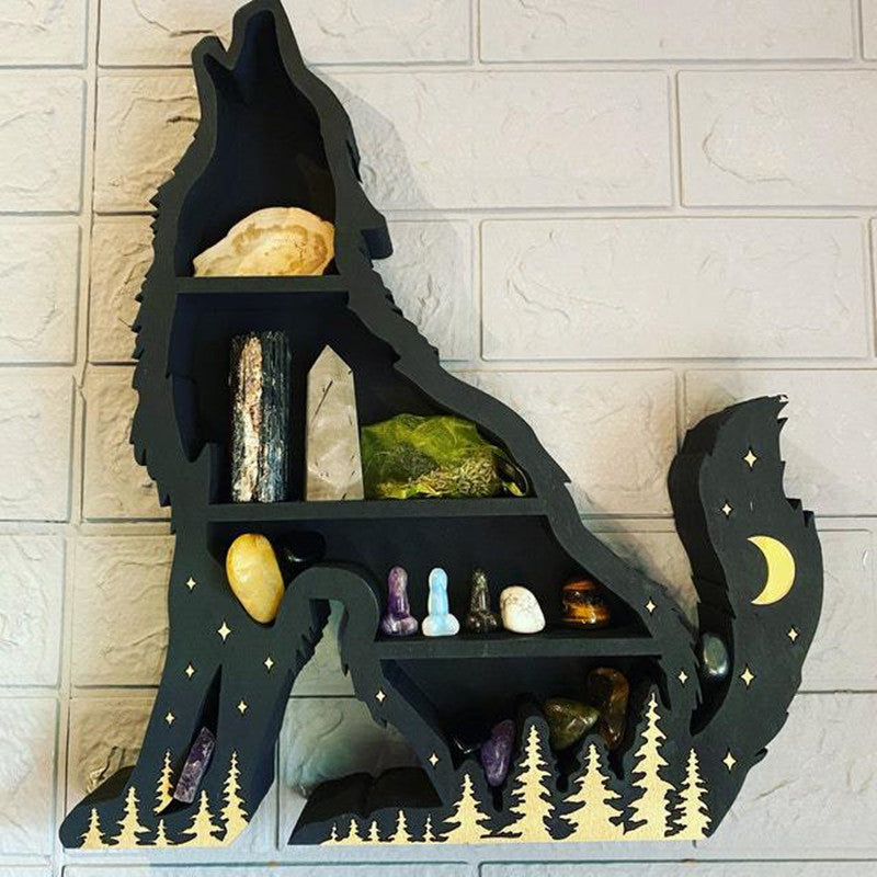 Wolf-shaped Moon Crystal Shelf