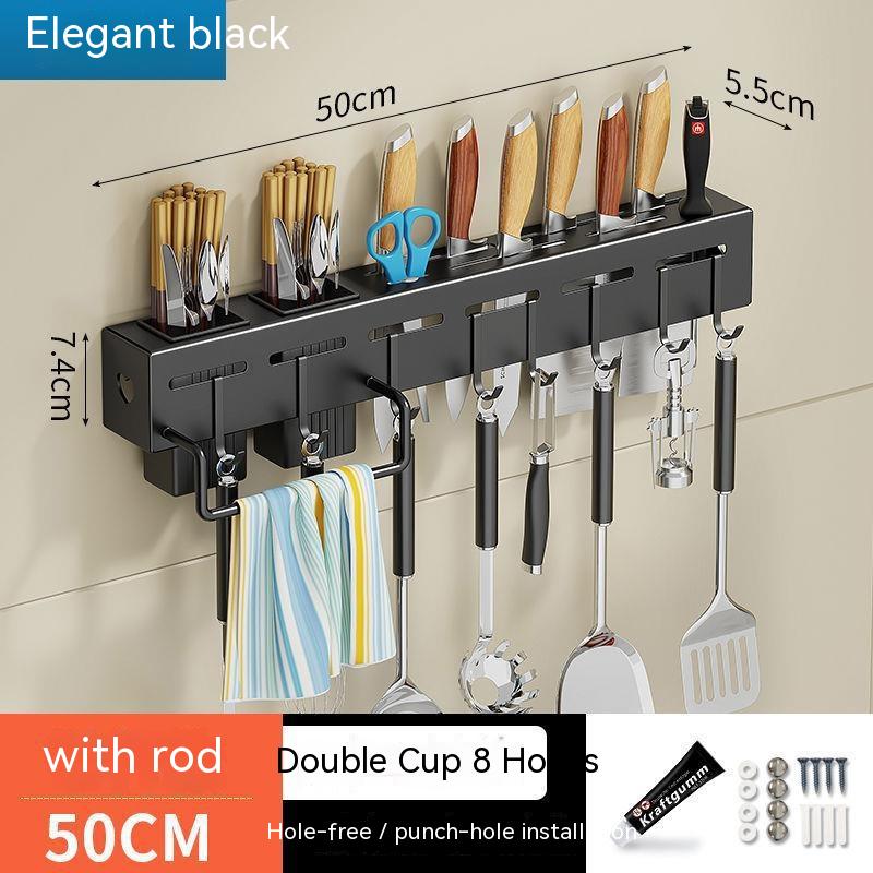 Kitchen Stainless Steel Knife Holder Punch-free Chopstick Canister Storage Hook Rack