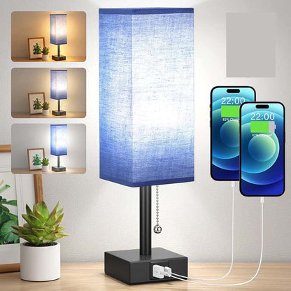 Bedside Table Lamp With 3 Levels Brightness With USB Charging