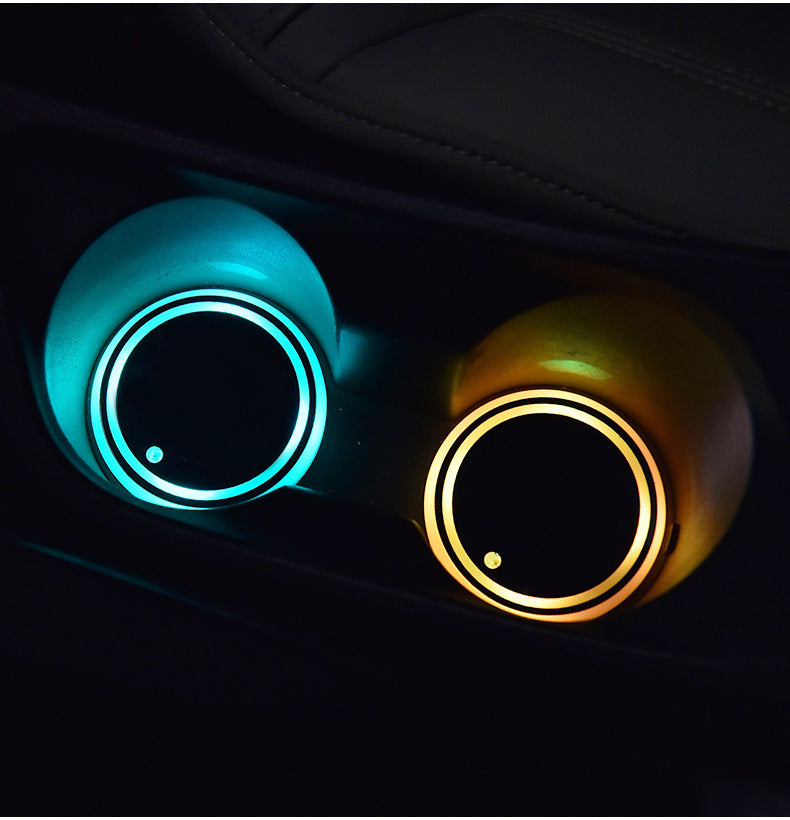 Colourful Cup Holder LED Light-up Coaster Solar & USB Charging Non-slip Coaster