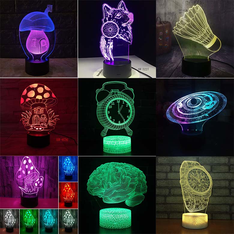 3D Colourful Touch Remote Control LED Desk Lamp