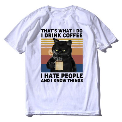 That's What I Do I Drink Coffee, I Hate People And I Know Thing's Cat Paw Short Sleeve Top