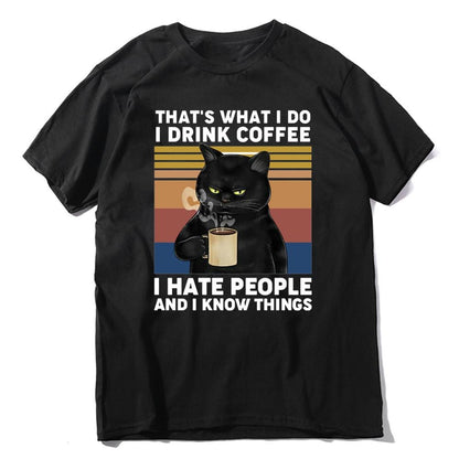 That's What I Do I Drink Coffee, I Hate People And I Know Thing's Cat Paw Short Sleeve Top