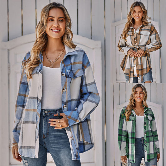 Women's Casual Plaid Jaket