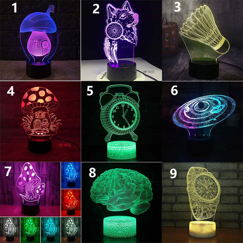 3D Colourful Touch Remote Control LED Desk Lamp