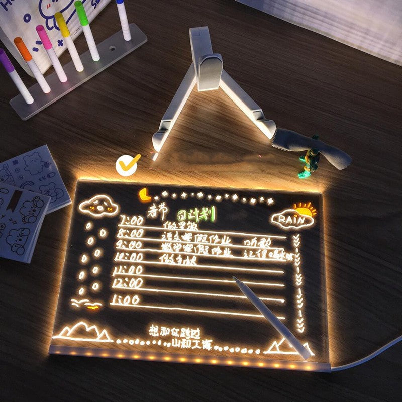 Acrylic DIY Note Board LED Night Light with Pen