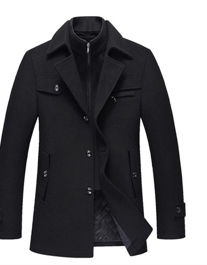 Men Woollen Coats Winter Slim Fit Warm Overcoats