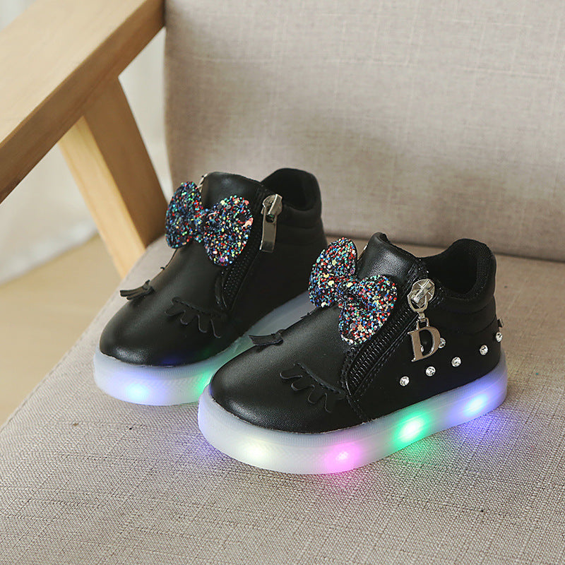 Children's Bow light up Shoes In 6 Different Colour's