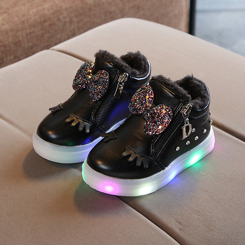 Children's Bow light up Shoes In 6 Different Colour's