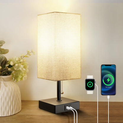 Bedside Table Lamp With 3 Levels Brightness With USB Charging