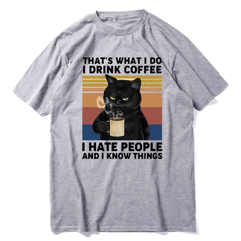 That's What I Do I Drink Coffee, I Hate People And I Know Thing's Cat Paw Short Sleeve Top