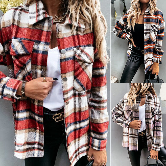 Autumn Winter Long Sleeve Plaid Top