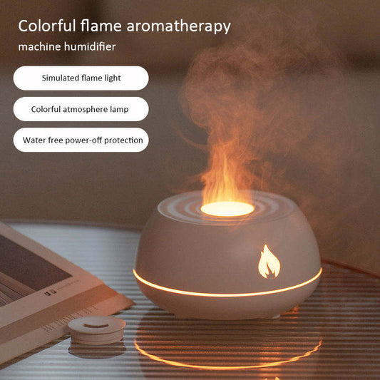 Flame Humidifier Diffuser 7 Colours Light Home Air Humidifier 130ML USB Room Fragrance Essential Oil Diffuser