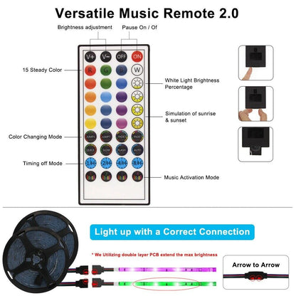 LED Strip Lights 5050 RGB Bluetooth Room Light Colour Changing with Remote