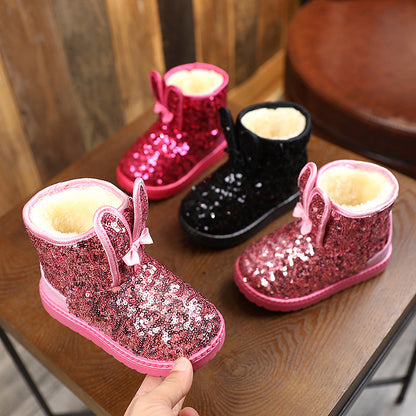 Winter Warm Girls Sequin Boots