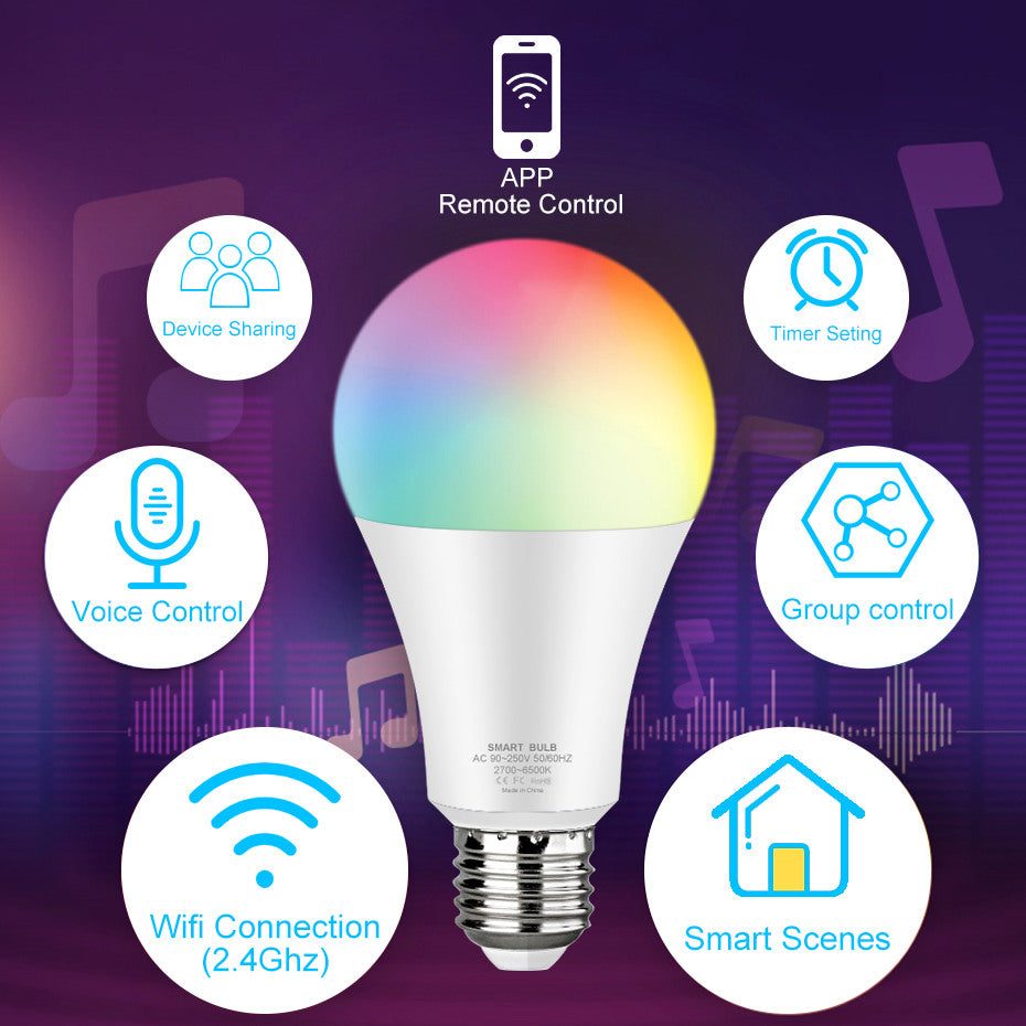 WiFi Smart Bulb Colour Tone Voice Control Bulb