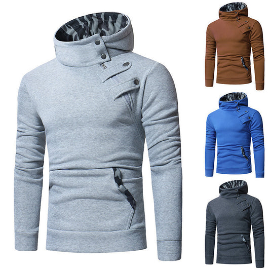 Men's Court Buckle Sports Hooded Stitching Jumper