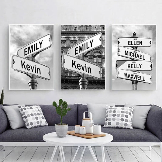 Personalized Name Road Sign Canvas Painting