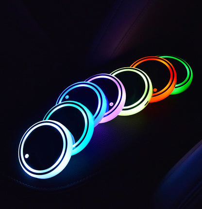 Colourful Cup Holder LED Light-up Coaster Solar & USB Charging Non-slip Coaster